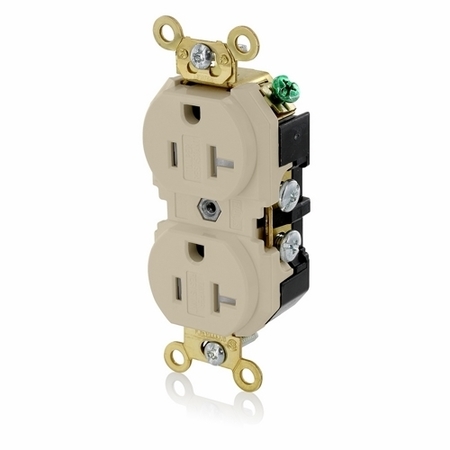 LEVITON ELECTRICAL RECEPTACLES 5-20R IND GRD RECEP BRASS STRAP IVORY 5362-SGI